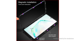 Луксозен алуминиев бъмпър от 2 части с магнити и стъклен протектор гръб оригинален Magnetic Hardware Case за Samsung Galaxy Note 10 Plus N975F черен